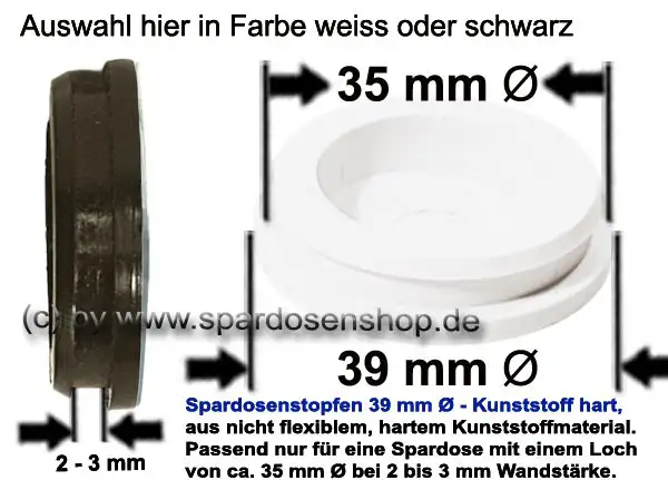 Spardosenstopfen 39 mm hard Gesamt